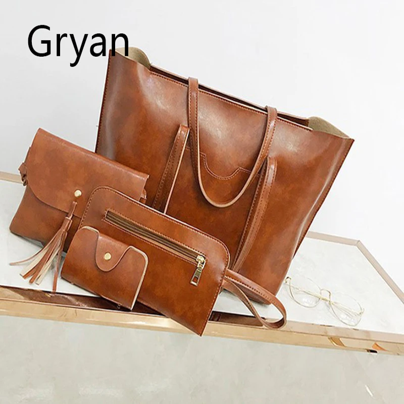 Women Vintage oilskin four-pieces Handbag Lady pure color Shoulder Bag Female Slant Span Mother Child Package Crossbody Bags 26
Women Vintage oilskin four-pieces Handbag Lady pure color Shoulder Bag Female Slant Span Mother Child Package Crossbody Bags 26