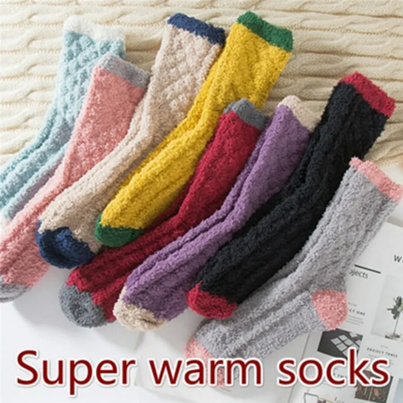 

Cartoon Coral Fleece Socks Couple Thickening Terry Warm Socks Autumn Winter Casual Home Floor Socks For Women Men