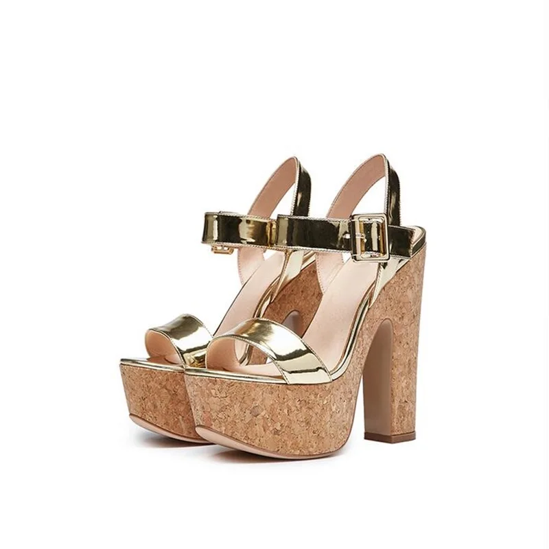European style gold wooden bottom sandals sexy open toe ultra high heel slingback dress shoes woman summer pole dance sandals
European style gold wooden bottom sandals sexy open toe ultra high heel slingback dress shoes woman summer pole dance sandals