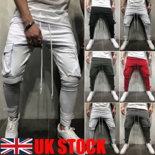 2018 Men's Slim Fit Urban Straight Leg Trousers Casual Pencil Jogger Cargo Pants Men Solid Fashion Male | Мужская одежда