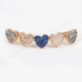 BOROSA 5pcs Drusy Gold Color Heart Natural Crystal Druzy Titanium Mix Color Druzy Studs Earrings G0910
BOROSA 5pcs Drusy Gold Color Heart Natural Crystal Druzy Titanium Mix Color Druzy Studs Earrings G0910
