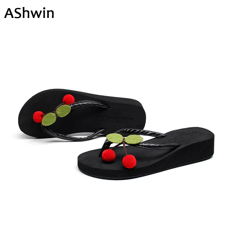 AShwin summer women sandals fashion thong slippers handmade cherry wedges flip flops platform lovely Beach shoes non-slip 35-42 
AShwin summer women sandals fashion thong slippers handmade cherry wedges flip flops platform lovely Beach shoes non-slip 35-42