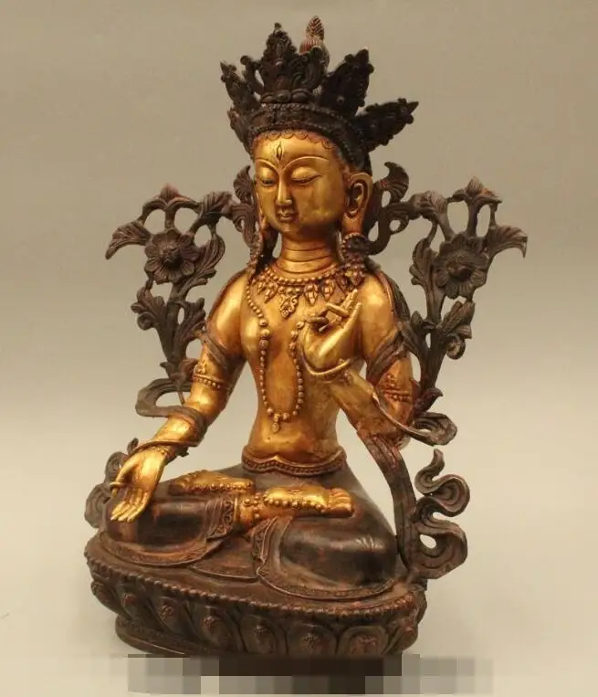 S6437 15"Chinese Tibet Tibetan Buddhism Bronze Gild Old White Tara Kwan-Yin Statue D0318
S6437 15"Chinese Tibet Tibetan Buddhism Bronze Gild Old White Tara Kwan-Yin Statue D0318