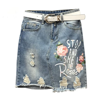 Fashion Denim Skirt High Waist Skirt Mini Skirts Women 2020 Summer Broken Hole Print Sequin Blue Package Hip Jeans Short Skirts
Fashion Denim Skirt High Waist Skirt Mini Skirts Women 2020 Summer Broken Hole Print Sequin Blue Package Hip Jeans Short Skirts