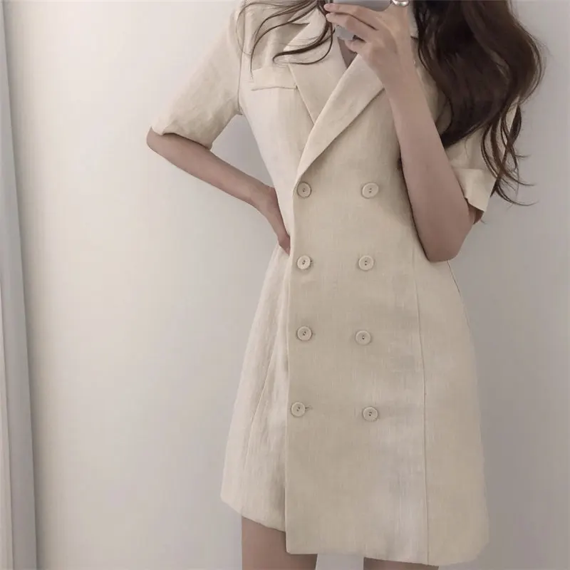 HziriP Summer Vintage Fresh New Elegant Chic 2019 Casual Solid Gentle Women Double Breasted Notched Loose Cotton Linen Dresses
HziriP Summer Vintage Fresh New Elegant Chic 2019 Casual Solid Gentle Women Double Breasted Notched Loose Cotton Linen Dresses
