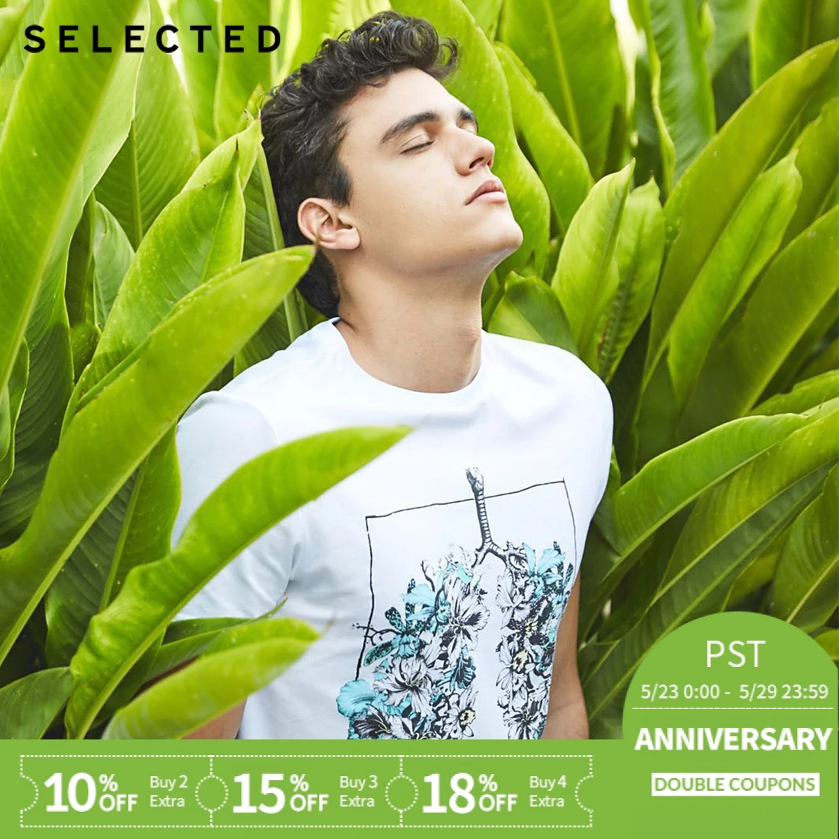 SELECTED Mercerized cotton patterned round collar short-sleeved T-shirt S|4182T4526
SELECTED Mercerized cotton patterned round collar short-sleeved T-shirt S|4182T4526