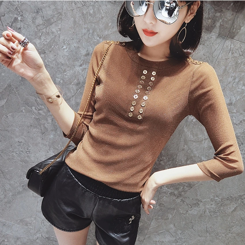 European Fashion O-Neck Tshirt 2019 Mesh Spring Summer Button Three Quarter Top Clothes Shirt Camiseta Mujer Black Khaki T97101
European Fashion O-Neck Tshirt 2019 Mesh Spring Summer Button Three Quarter Top Clothes Shirt Camiseta Mujer Black Khaki T97101