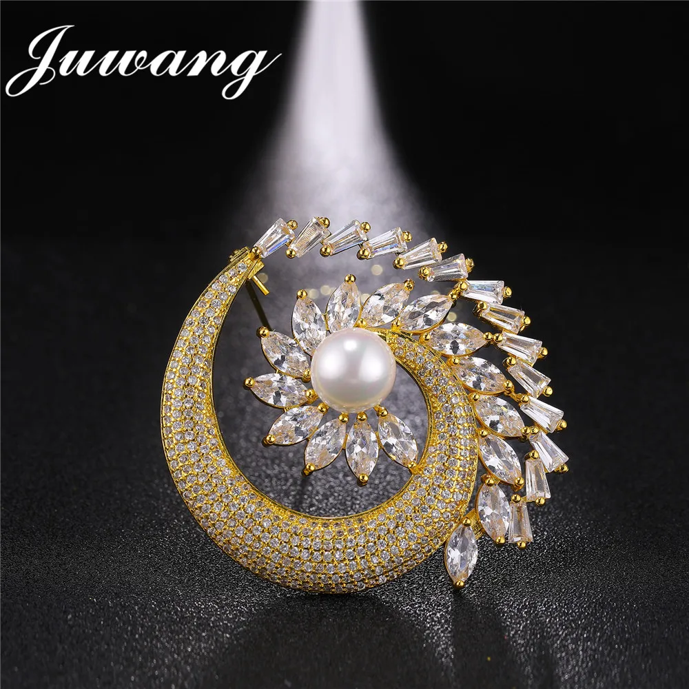 JUWANG Brand Grey Lmitation Pearls Brooch for Woman Vintage Micro Pave CZ Round Flower Brooch Pins Wedding Jewelry Wholesale
JUWANG Brand Grey Lmitation Pearls Brooch for Woman Vintage Micro Pave CZ Round Flower Brooch Pins Wedding Jewelry Wholesale
