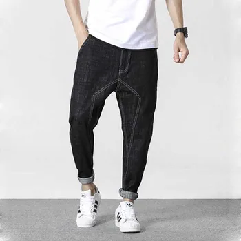 Men Joggers Jeans Pants Black Cotton Loose Baggy Denim Pants Sewing-Line Pattern Hip Hop Harem Jeans Casual Trousers
Men Joggers Jeans Pants Black Cotton Loose Baggy Denim Pants Sewing-Line Pattern Hip Hop Harem Jeans Casual Trousers