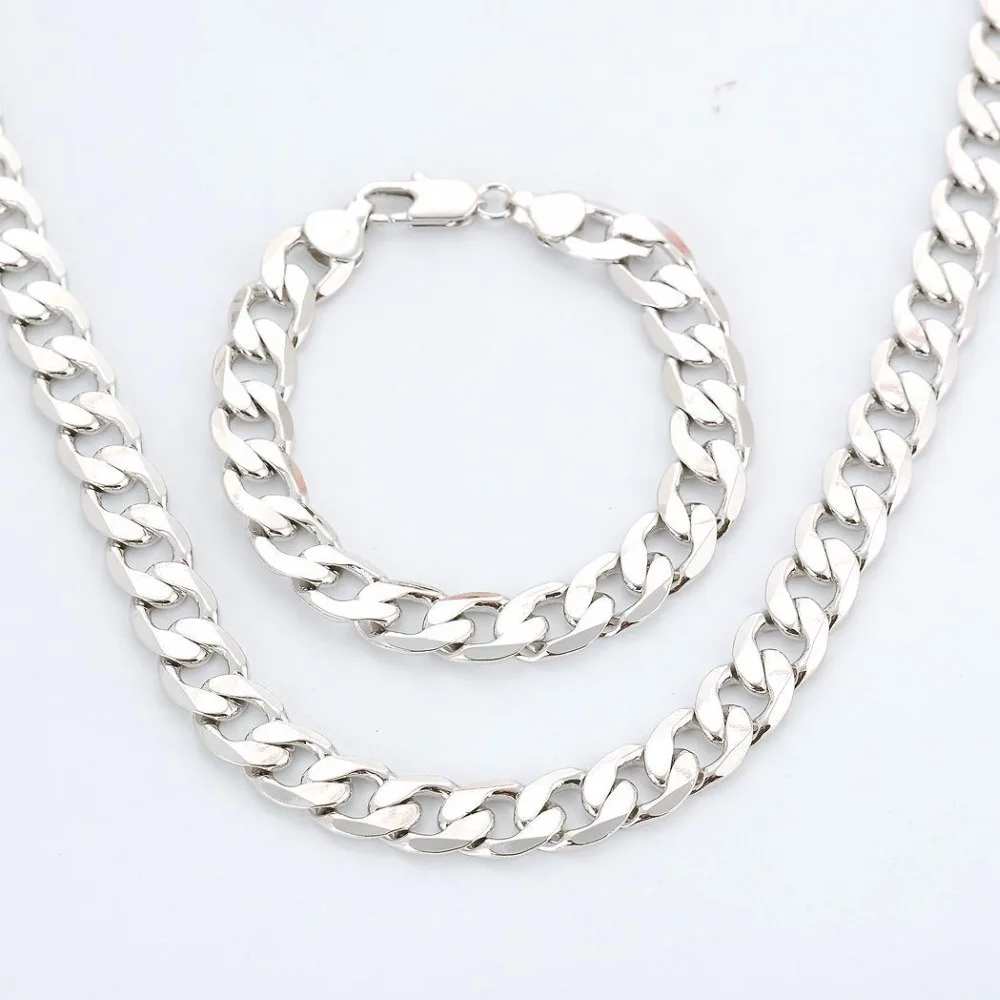 Hip Hop Jewelry Set White Gold Filled Necklace+Bracelet Set Solid Curb Chain Mens Birthday Gift
Hip Hop Jewelry Set White Gold Filled Necklace+Bracelet Set Solid Curb Chain Mens Birthday Gift