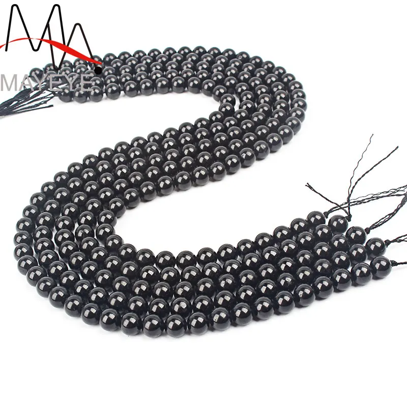 

Free shipping Natural black Tourmaline beads for Jewelery making Accessory 15inches 4/6/8/10/12mm Mayeye semi precious
