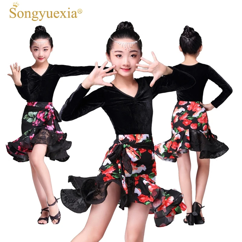 Songyuexia New Pattern Children's Pleuche Long-Sleeved Latin Skirt with Print and Lace Autumn Latin dress for kid 110-160cm
Songyuexia New Pattern Children's Pleuche Long-Sleeved Latin Skirt with Print and Lace Autumn Latin dress for kid 110-160cm