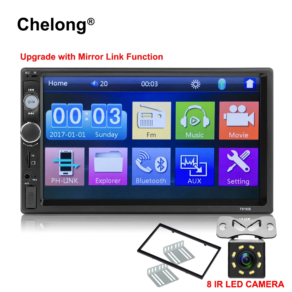 Upgrade 7010B 2 din car radio 7" Player MP5 Touch Screen Bluetooth