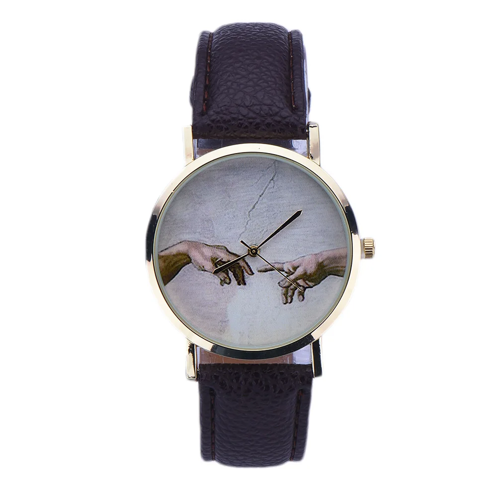 Фото Women's Watch Relogio Feminino Hand Pattern Dial Wristwatch Women Men's Casual Leather Analog Watches Reloj Wholesale #YL5  | Женские наручные часы (32971343296)