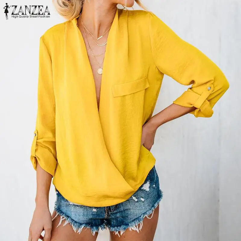 Plus Size Tunic Women's Sexy V Neck Blouse ZANZEA 2019 Fashion Long Sleeve Woman Shirt Office Work Blusas Female Solid Chemise
Plus Size Tunic Women's Sexy V Neck Blouse ZANZEA 2019 Fashion Long Sleeve Woman Shirt Office Work Blusas Female Solid Chemise