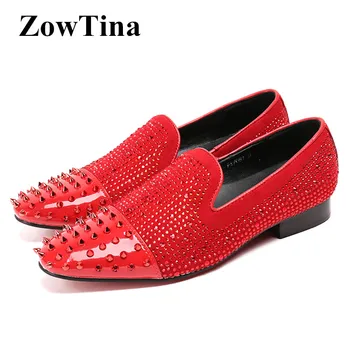 Men Red Spike Wedding Shoes Flats Slip On Casual Driving Shoes Man Luxury Crystal Chaussure Homme Large Size 46 Black Mocassin
Men Red Spike Wedding Shoes Flats Slip On Casual Driving Shoes Man Luxury Crystal Chaussure Homme Large Size 46 Black Mocassin