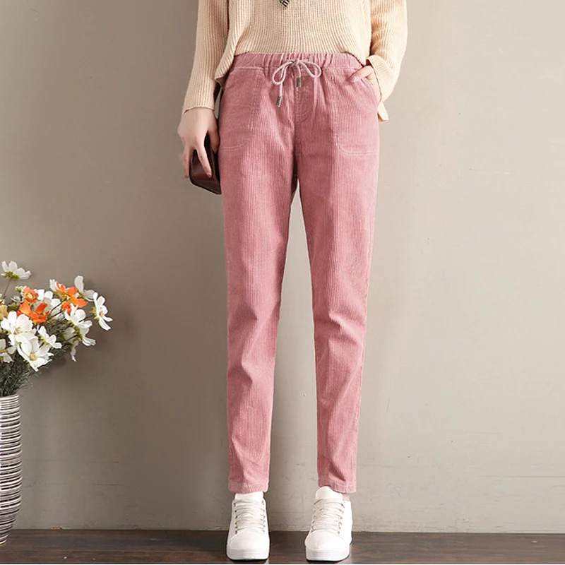 2018 Corduroy Harem Pants Women Autumn Winter High Waist Pockets Drawstring Pants Female Plus Size Loose Trousers Large Size
2018 Corduroy Harem Pants Women Autumn Winter High Waist Pockets Drawstring Pants Female Plus Size Loose Trousers Large Size