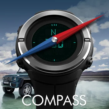 

SKMEI Brand Compass Watches 5ATM Water Proof Digital Outdoor Sports Watch Men's Watch EL Backlight Countdown Wrist Watches 1294