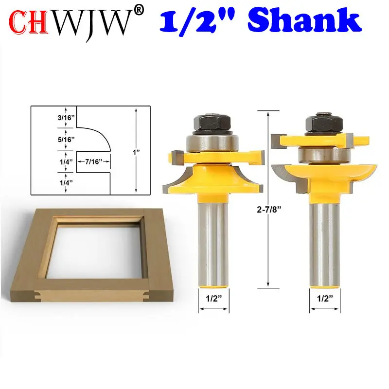 1/2" Shank Rail & Stile Router Bits-Matched 2 Bit Quarter-round door knife Woodworking cutter Tenon Cutter for Woodworking Tools
1/2" Shank Rail & Stile Router Bits-Matched 2 Bit Quarter-round door knife Woodworking cutter Tenon Cutter for Woodworking Tools