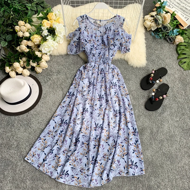 Women 2019 Summer Short Sleeve Ruffles Slim A-line Long Robe Fashion Ladies Broken Flowers Chiffon Dress Vestidos De Lana Mujer
Women 2019 Summer Short Sleeve Ruffles Slim A-line Long Robe Fashion Ladies Broken Flowers Chiffon Dress Vestidos De Lana Mujer