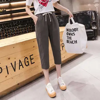 Real shot fashion cotton and linen cropped trousers 2019 summer new cropped trousers loose large size casual harem pants women
Real shot fashion cotton and linen cropped trousers 2019 summer new cropped trousers loose large size casual harem pants women