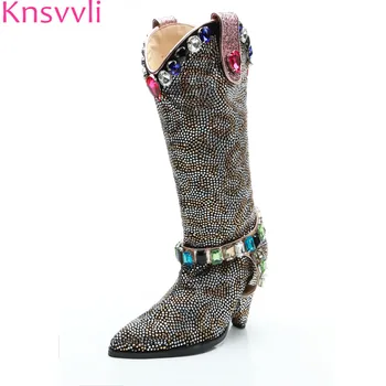 Knsvvli new bling colour crystal pointed women boots black suede set with diamonds half boots spike heels rhinestone boots women
Knsvvli new bling colour crystal pointed women boots black suede set with diamonds half boots spike heels rhinestone boots women