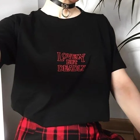 Lovely but Deadly Graphic Tee Unisex Cool Graphic Tee Fashion Funny T-shirt Men Women Grunge Casual Tee
Lovely but Deadly Graphic Tee Unisex Cool Graphic Tee Fashion Funny T-shirt Men Women Grunge Casual Tee