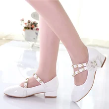 Nuevos zapatos para niñas PU charol princesa chica vestido Zapatos negro fiesta boda niños tacón alto zapatos talla 26-39(China)