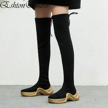 EshtonShero Women Over The Knee Boots Flock Low Heels Shoes Woman Round Toe Black New Arrivals Ladies Motorcycle Boot Size 34-39
EshtonShero Women Over The Knee Boots Flock Low Heels Shoes Woman Round Toe Black New Arrivals Ladies Motorcycle Boot Size 34-39