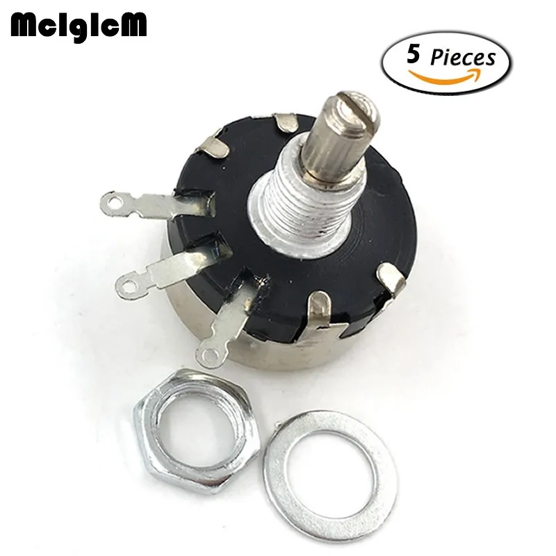 

5pcs WX110(010) 6mm Round Metal Shaft Single Turn Wire resistor Wound Potentiometer 1k 2.2k 3.3k 4.7K 5.6k 6.8k 10k 22k ohm