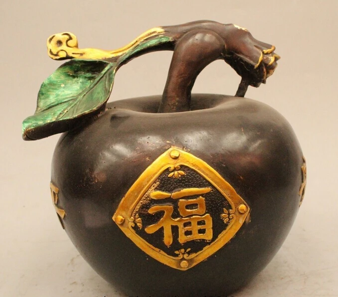 wholesale factory 8"China Chinese Fengshui Bronze Gild Lucky Fu safety Ping'an Apple Statue Sculpt
wholesale factory 8"China Chinese Fengshui Bronze Gild Lucky Fu safety Ping'an Apple Statue Sculpt
