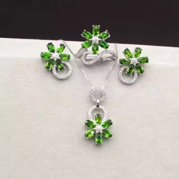 Fidelity Natural 3*5mm diopside s925 sterling silver ring earrings Pendant fine jewelry sets for women natural green gemstone
Fidelity Natural 3*5mm diopside s925 sterling silver ring earrings Pendant fine jewelry sets for women natural green gemstone