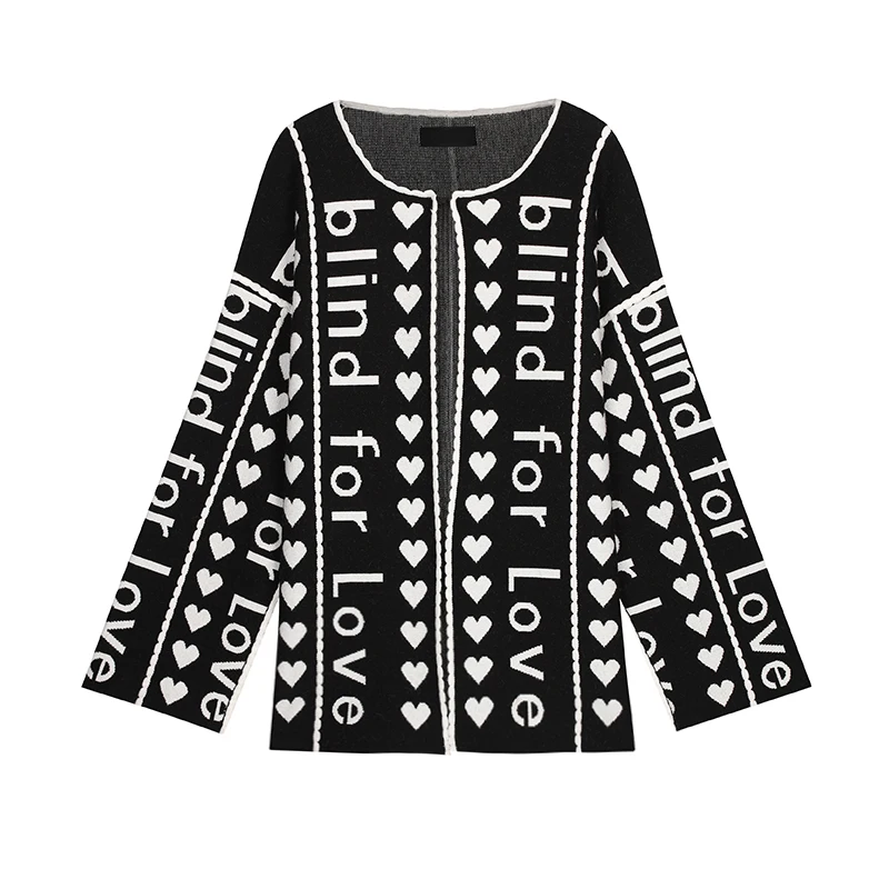 2018 autumn cardigan jacquard shoulder matching LOVE women premium wool white letter cardigan knitted loose black long sweater
2018 autumn cardigan jacquard shoulder matching LOVE women premium wool white letter cardigan knitted loose black long sweater