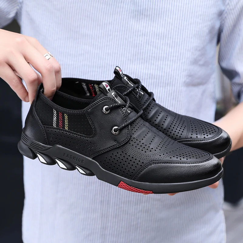 Men Casual Shoes genuine Leather summer Breathable Holes Luxury Brand Flats Shoes comfortable Men Soft Lace Up Shoes L5
Men Casual Shoes genuine Leather summer Breathable Holes Luxury Brand Flats Shoes comfortable Men Soft Lace Up Shoes L5