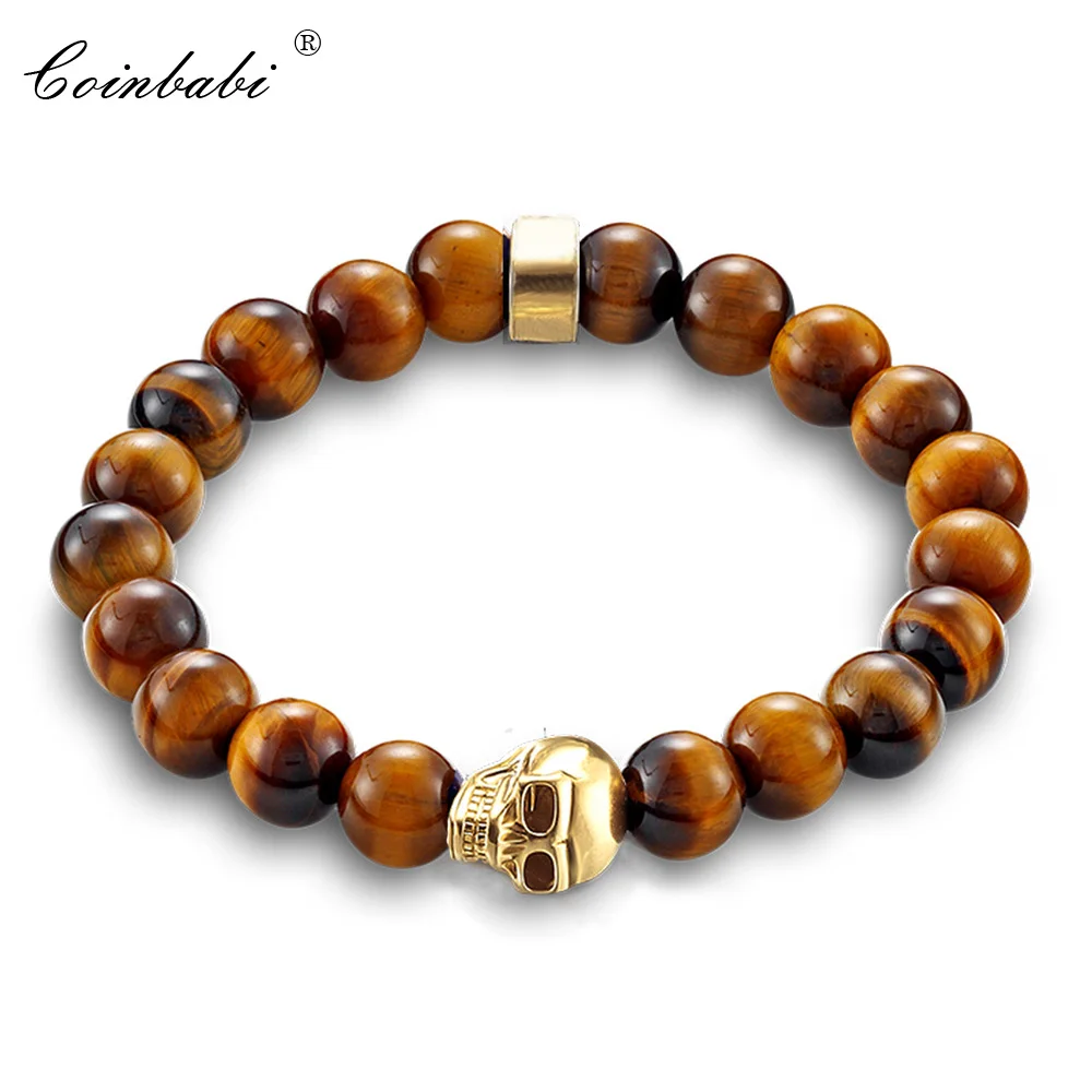 New fashion Natural Stones 2017 Gold-color Skull Stretch Bracelet Lava Stone Beads And Tiger Eye Stone Beads Men Ts Bracelet 
New fashion Natural Stones 2017 Gold-color Skull Stretch Bracelet Lava Stone Beads And Tiger Eye Stone Beads Men Ts Bracelet