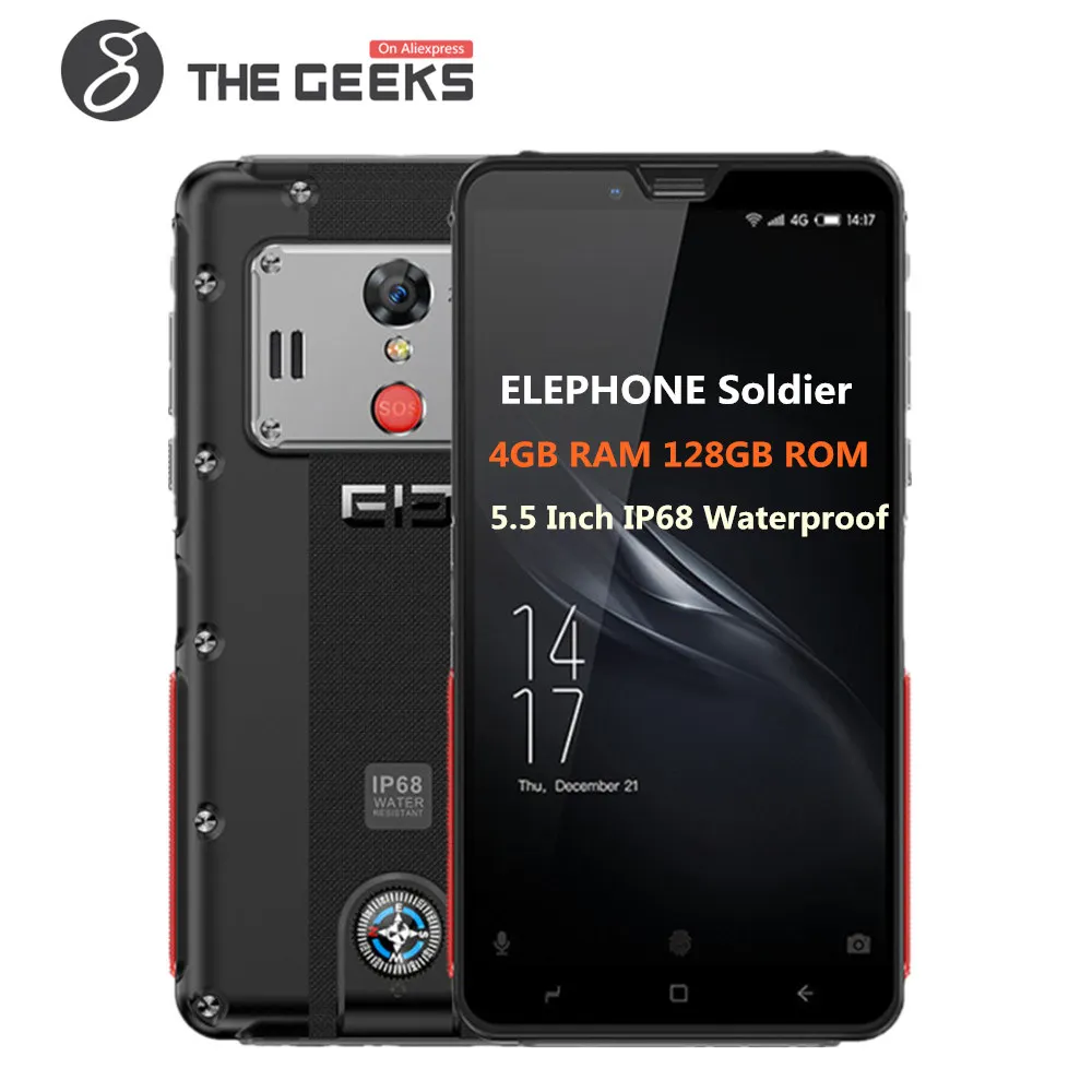 ELEPHONE Soldier IP68 Водонепроницаемый 5 дюймов 2 K Экран 4 Гб 128 Встроенная память Helio X25