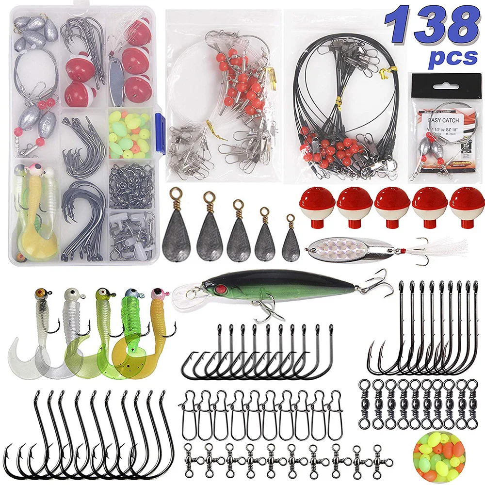 138pcs/Box Leader Rigs Saltwater Lures Spoon Sinker Weights Floats Hooks Swivel Beach Fishing Gear Tackle
138pcs/Box Leader Rigs Saltwater Lures Spoon Sinker Weights Floats Hooks Swivel Beach Fishing Gear Tackle