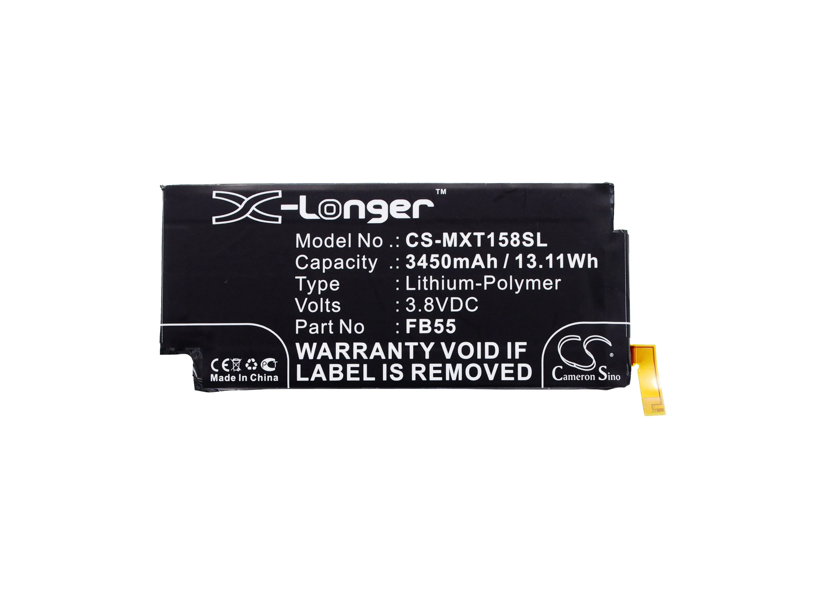 Cameron Sino 3450mAh Battery FB55, SNN5958A for Motorola DROID Turbo 2, Moto X Force, XT1580, XT1581, XT1585
Cameron Sino 3450mAh Battery FB55, SNN5958A for Motorola DROID Turbo 2, Moto X Force, XT1580, XT1581, XT1585