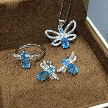 FLZB , Fine jewelry set natural blue topaz gemstone in 925 sterling silver with 18k white gold pendant necklace /ring /earrings
FLZB , Fine jewelry set natural blue topaz gemstone in 925 sterling silver with 18k white gold pendant necklace /ring /earrings
