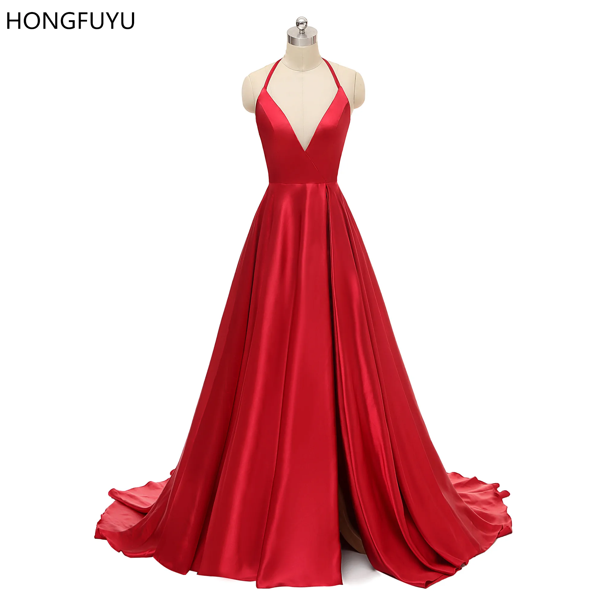 HONGFUYU 2019 Red Simple Satin Evening Dresses Long Halter Neck A-line Evening Party Dress Lace Up Back Robe De Soiree With Slit
HONGFUYU 2019 Red Simple Satin Evening Dresses Long Halter Neck A-line Evening Party Dress Lace Up Back Robe De Soiree With Slit