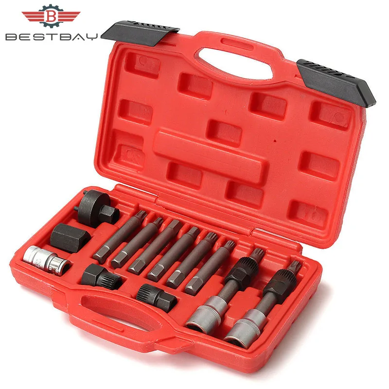 13pcs Alternator Freewheel Pulley Removal Socket Bit Set Garage Tool outillage garage Tool garage tooling
13pcs Alternator Freewheel Pulley Removal Socket Bit Set Garage Tool outillage garage Tool garage tooling