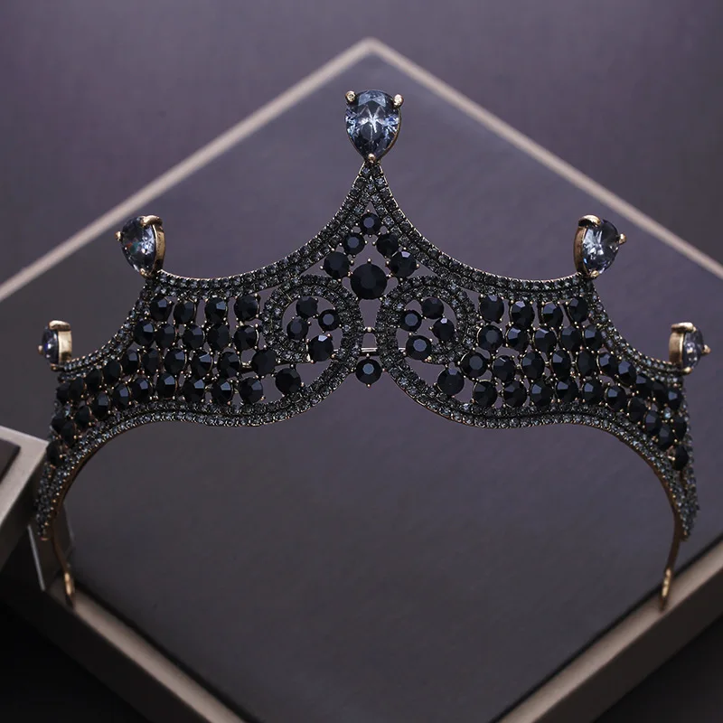 Vintage Black Crystal Beads Bridal Tiaras Crown Rhinestone Diadem Pageant Baroque Crowns Bride Hairband Wedding Hair Accessories
Vintage Black Crystal Beads Bridal Tiaras Crown Rhinestone Diadem Pageant Baroque Crowns Bride Hairband Wedding Hair Accessories