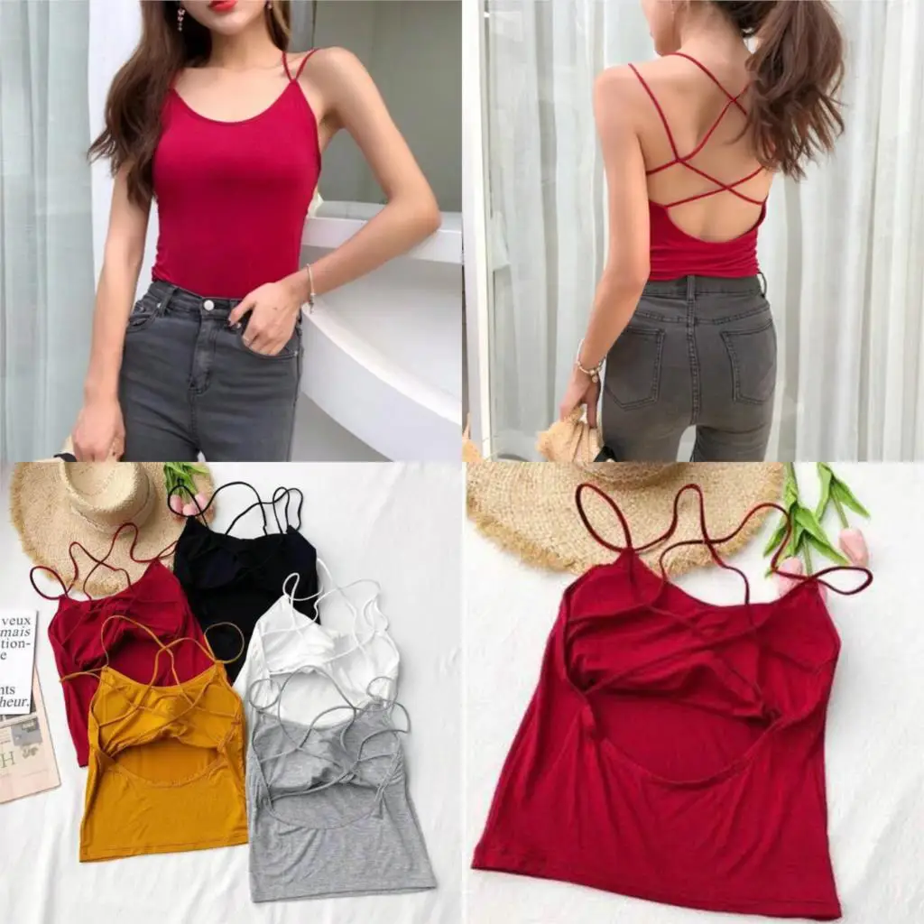 Fashion Sexy Women Backless Spaghetti Strap Shirt Model Tank Top Padded Bra Wrap Vest Chest Bra Cropped Tops 
Fashion Sexy Women Backless Spaghetti Strap Shirt Model Tank Top Padded Bra Wrap Vest Chest Bra Cropped Tops