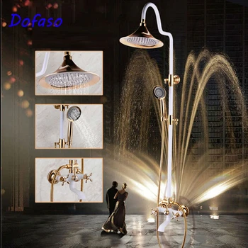 Dofaso vintage gold white shower set European style brass mixer tap wall mounted retro bathroom shower faucets bathtub
Dofaso vintage gold white shower set European style brass mixer tap wall mounted retro bathroom shower faucets bathtub