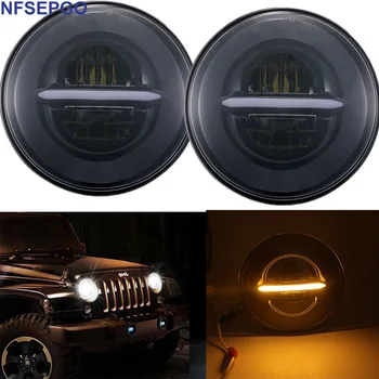 Black 7Inch 50W H4 LED Headlight DRL with Amber Turn signal 7" Round Headlamp For Lada 4x4 Urban Niva Land Rover 90/110 Defender
Black 7Inch 50W H4 LED Headlight DRL with Amber Turn signal 7" Round Headlamp For Lada 4x4 Urban Niva Land Rover 90/110 Defender