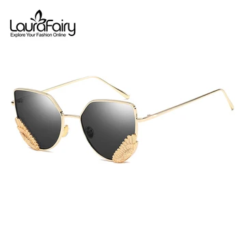 LauraFairy Vintage Cateye Sunglasses Feather Pattern Metal Deco Frame UV Prtection Sun Glasses Oversize oculos de sol A66219
LauraFairy Vintage Cateye Sunglasses Feather Pattern Metal Deco Frame UV Prtection Sun Glasses Oversize oculos de sol A66219