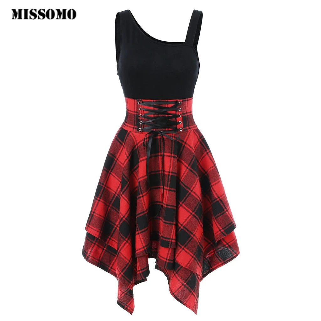 MISSOMO Girls Clothes Women Sleeveless Cold Shoulder Cross Lace Up Plaid Print Irregular Dress women clothes 2019 vestidos
MISSOMO Girls Clothes Women Sleeveless Cold Shoulder Cross Lace Up Plaid Print Irregular Dress women clothes 2019 vestidos