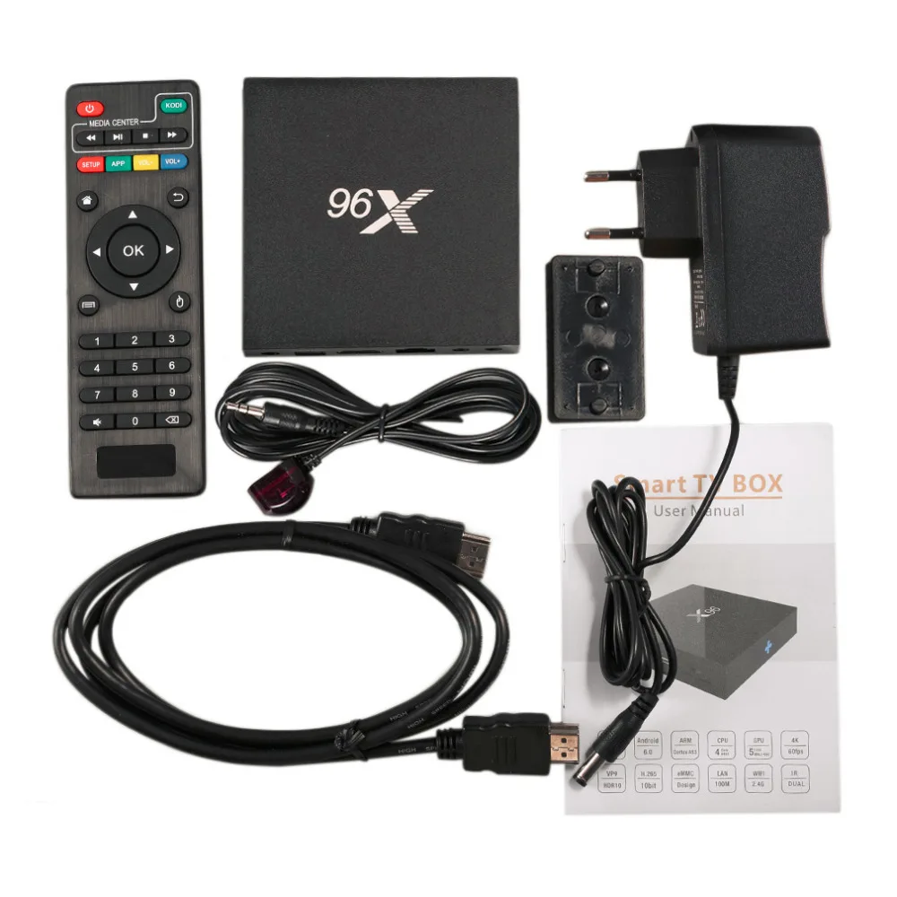 

Orignial X96 Smart TV Box Amlogic S905X Quad Core 2GB +16G Android 6.0 TV Box HDMI 2.0A 4K*2K Intelligent Media Set EU Plug