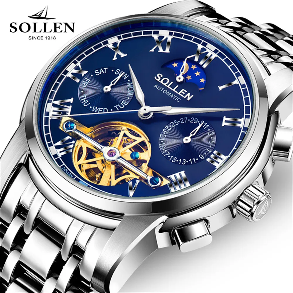 2017 Luxury SOLLEN Brand Men's Watch Automatic Mechanical Watches Full Steel Waterproof Male Casual Business Wrist Watch Clock
2017 Luxury SOLLEN Brand Men's Watch Automatic Mechanical Watches Full Steel Waterproof Male Casual Business Wrist Watch Clock