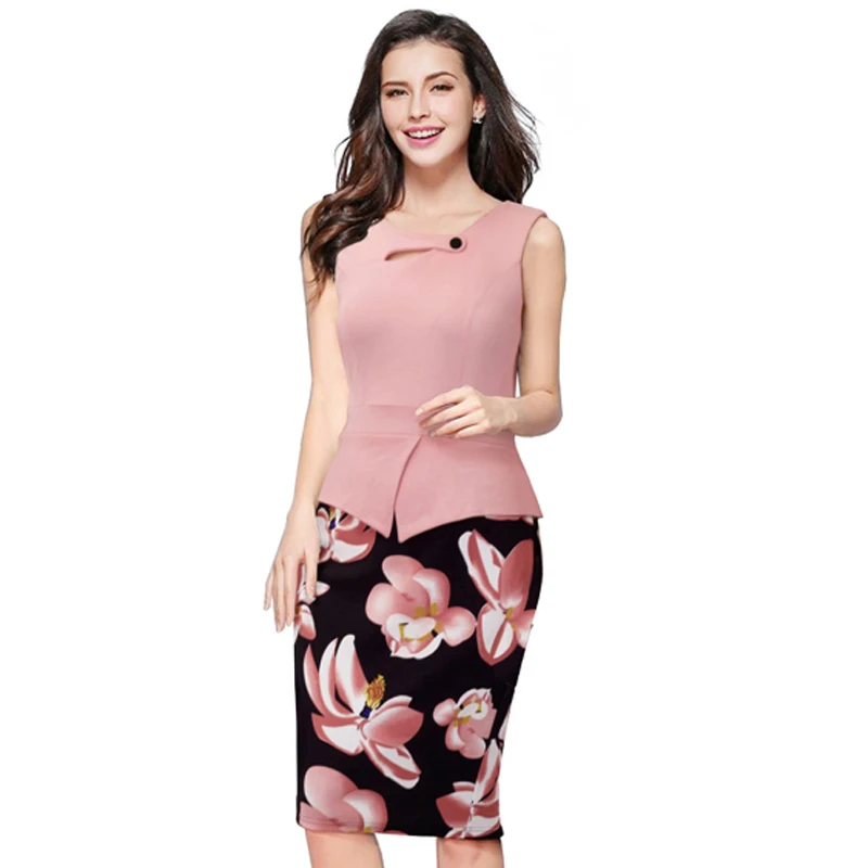 Summer Elegant Women Business Dress Pink Print Floral Tunic Bodycon Sheath Casual Pencil Dresses Plus Size B288
Summer Elegant Women Business Dress Pink Print Floral Tunic Bodycon Sheath Casual Pencil Dresses Plus Size B288